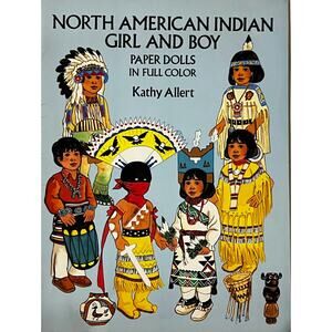 UNCUT North American Indian Girl-Boy Full Color Paper Dolls  Kathy Allert 1992
